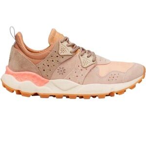 Flower Mountain Corax Low Top Sneakers Suede Perforated Cork Taupe Pink 6.5